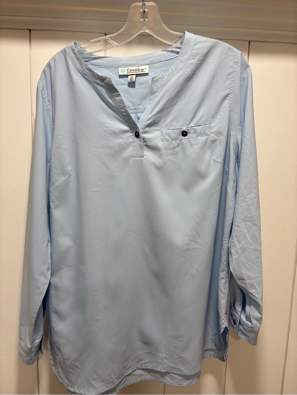 Coolibar Tunic Shirt Size M Blue UPF 50+ Sun Protection Travel Long Sleeve Top